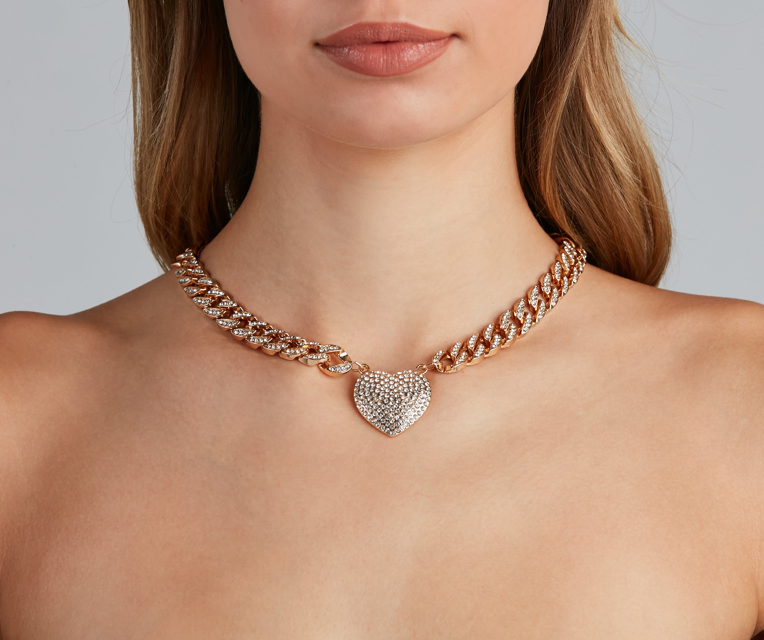 Heart Affair Rhinestone Charm Choker