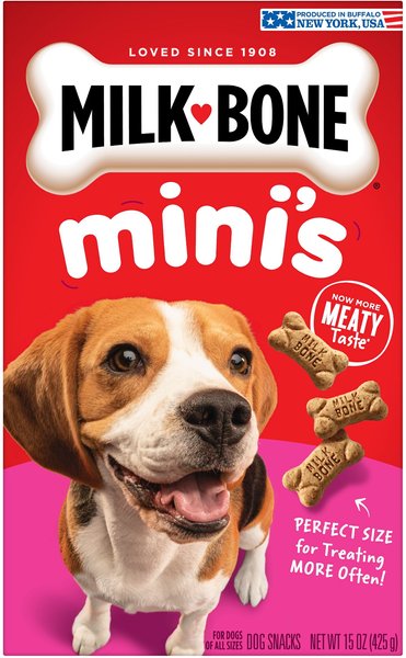 Milk-Bone Mini's Original Dog Biscuits Treats， 15-oz bag， case of 6