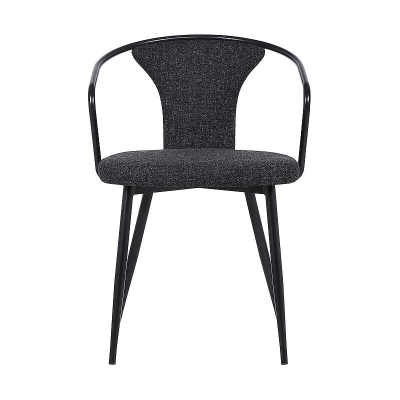 19 Inch Modern Fabric Dining Chair with Curved Back， Black