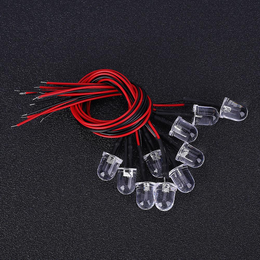 50pcs 12v Led Pre-wired Luminous Diode 10 Mm Round Head Light Bead Emerald Green Lighting