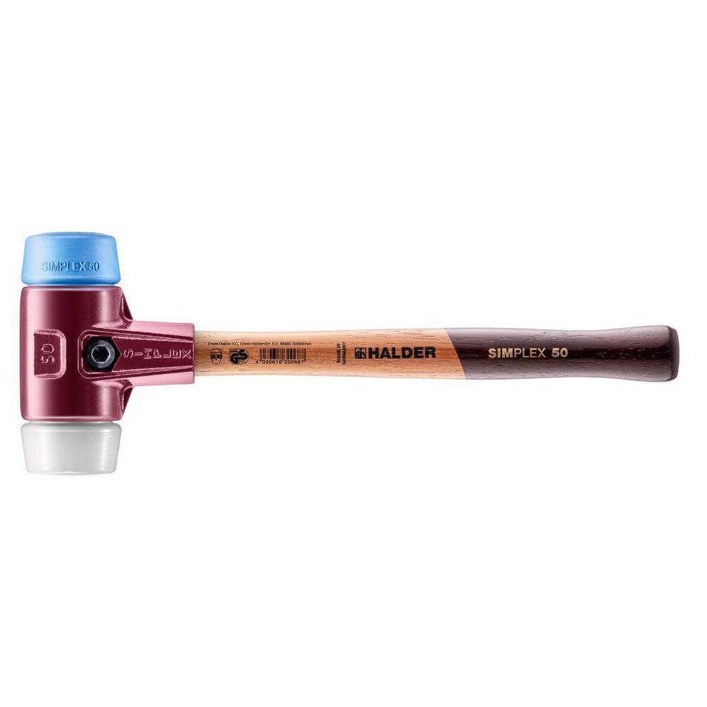 Halder Simplex 50 2.5 lbs. Mallet with Soft Blue Rubber Non-Marring Superplastic Inserts 3017.050