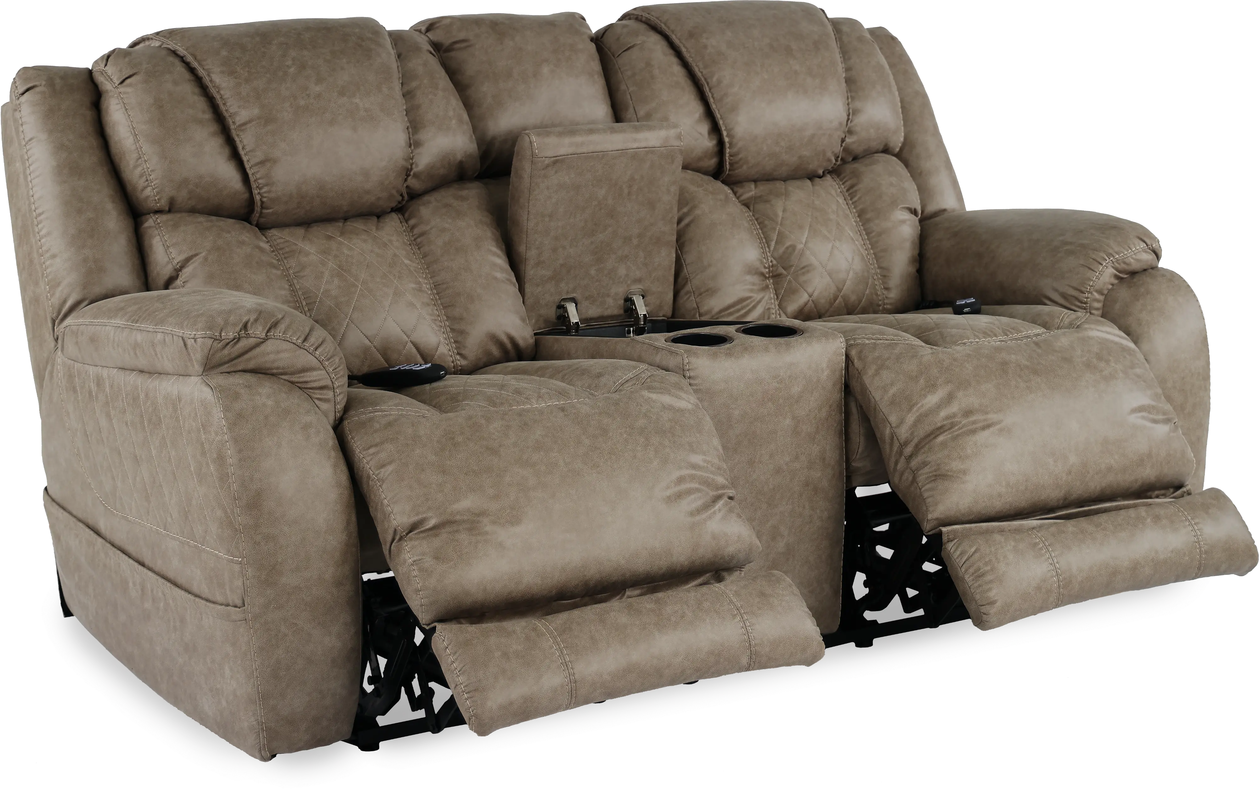 Daytona Mushroom Tan Power Reclining Loveseat with Console