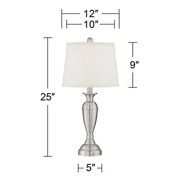 Set of 2 Modern Table Lamps Brushed Steel Silver - 12