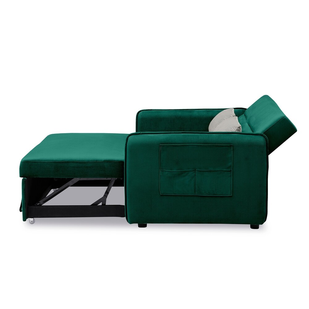 Velvet Sofa with Pull Out Bed with Two Pillows