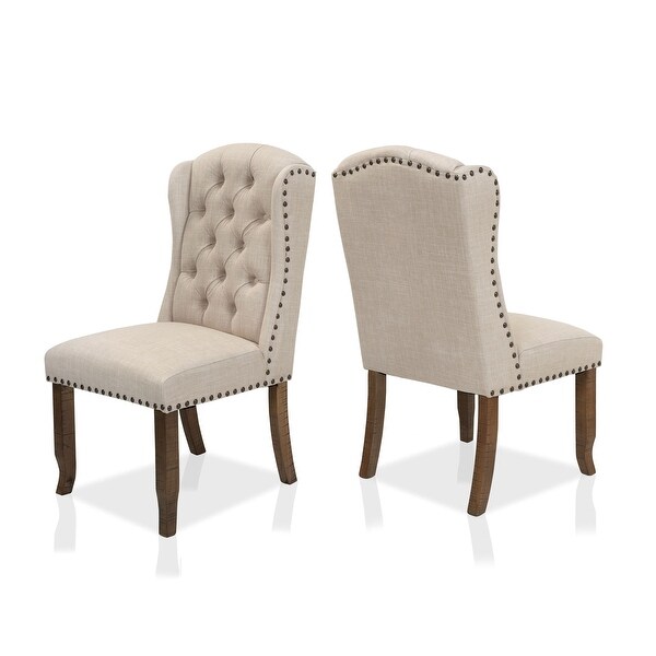 Dawson Tufted Fabric Wingback Dining Chairs (Set of 2) by Furniture of America