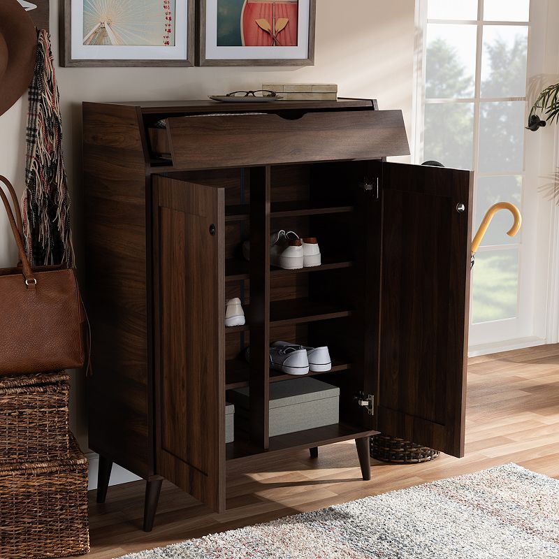 Baxton Studio Cormier Medium Brown Shoe Cabinet