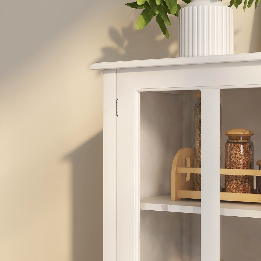 Modern Kitchen Buffet Sideboard Storage Cabinet with Glass Doors and Drawers