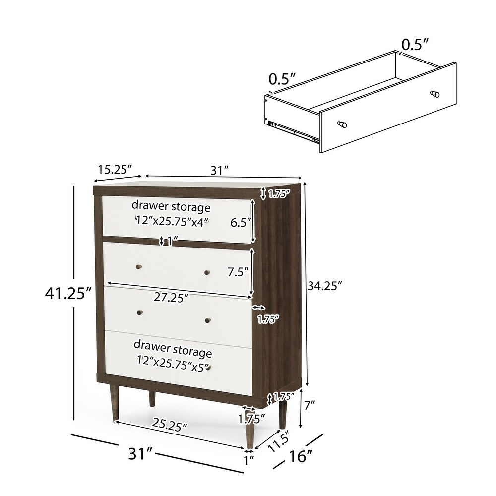 Nystrom 2 Piece 3 Drawer Chest and 4 Drawer Dresser Bedroom Set by Christopher Knight Home