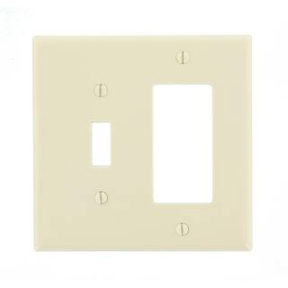 Leviton Almond 2-Gang 1-Toggle1-DecoratorRocker Wall Plate (1-Pack) 80605-T