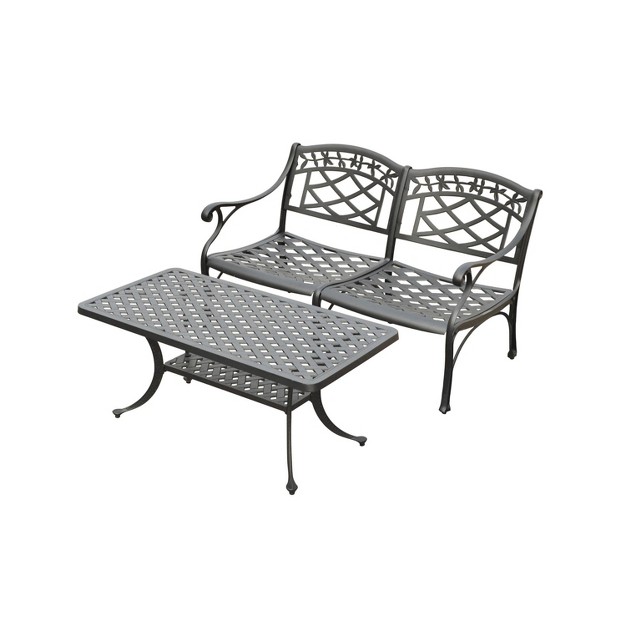 Sedona 2pc Outdoor Conversation Set Black Crosley