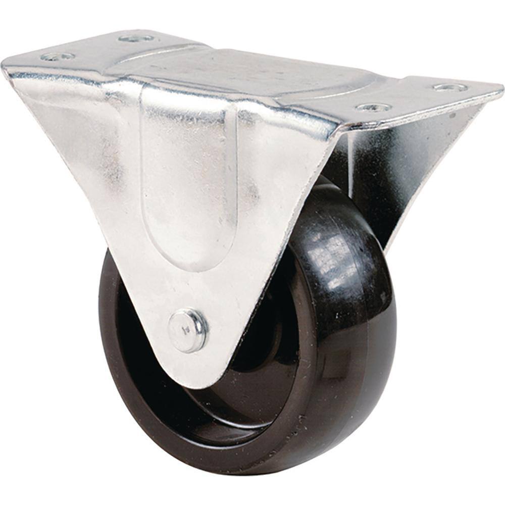 Shepherd 3 in. Black Polypropylene and Steel Rigid Plate Caster with 210 lbs. Load Rating 9398