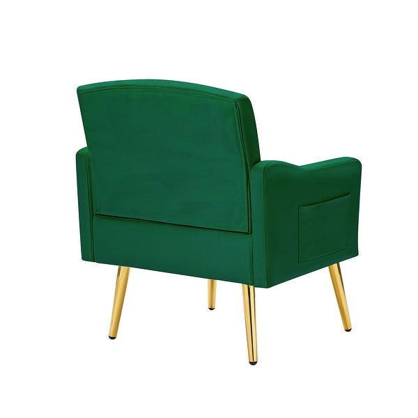 Accent Chair Tufted Armchair， Velvet Fabric Upholstery Accent Chairs with Metal Legs