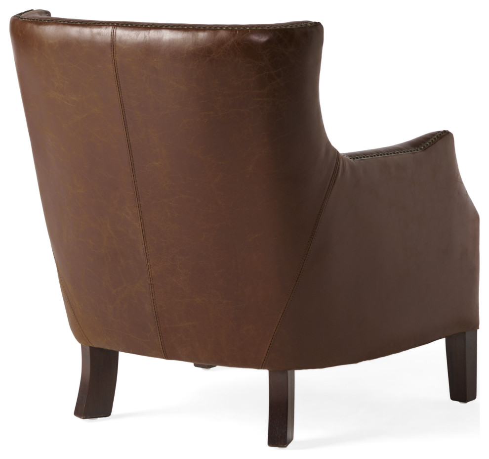 Tiller Top Grain Vintage Design Brown Leather Club Chair   Transitional   Armchairs And Accent Chairs   by GDFStudio  Houzz