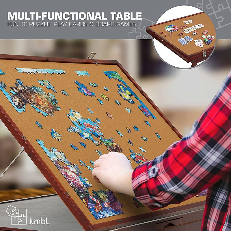 Jumbl 1500 Piece Puzzle Board， 27” x 35” Wooden Jigsaw Puzzle Table Board