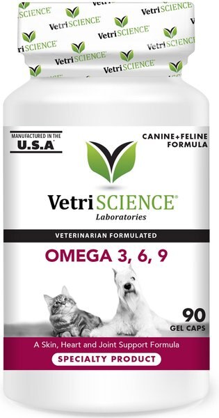 VetriScience Omega 3， 6， 9 Softgels Supplement for Cats and Dogs