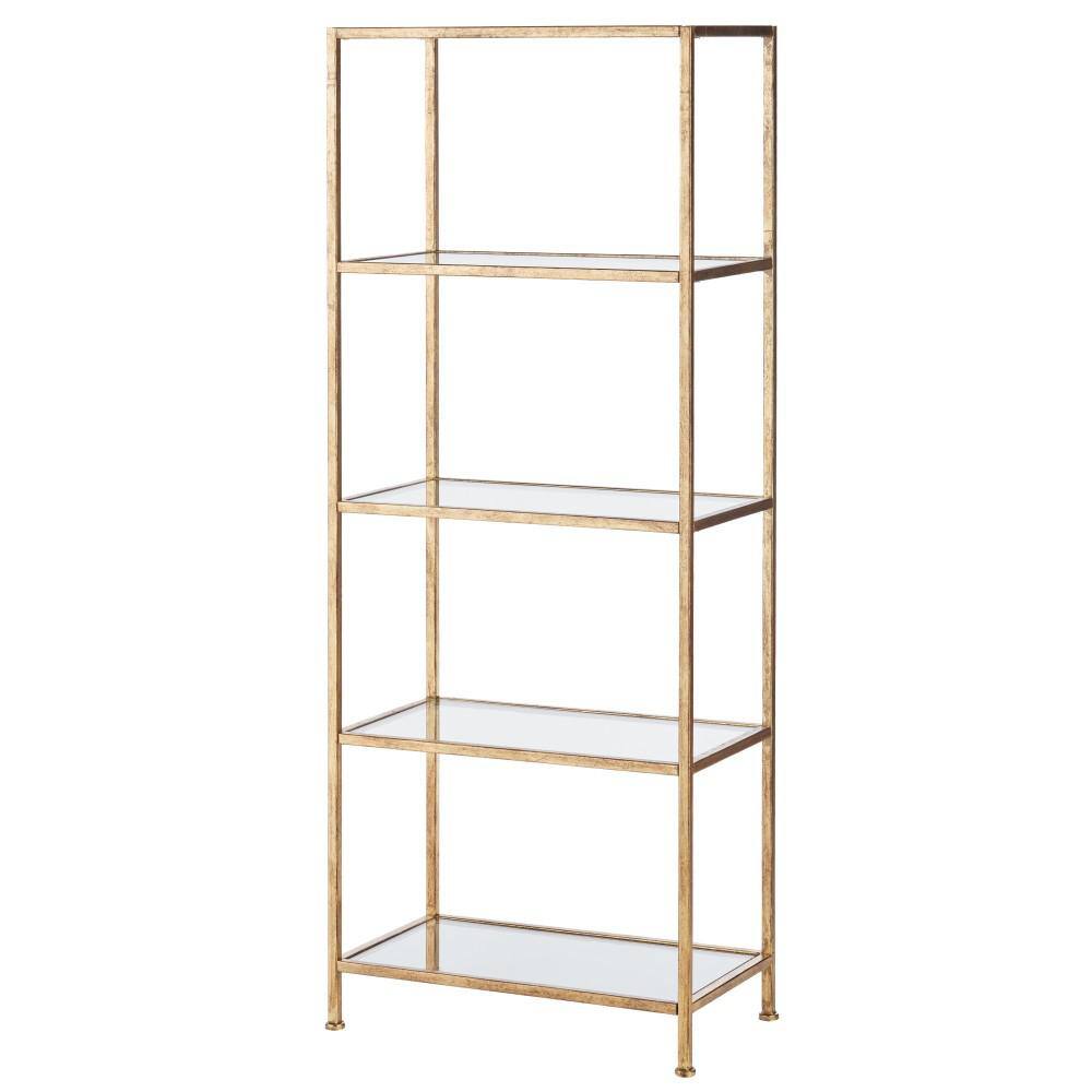 Home Decorators Collection 62 in. Gold Leaf Metal 4-shelf Accent Bookcase with Open Back V183104XXA-NP