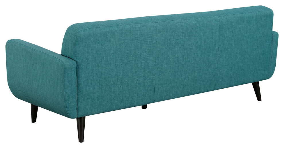 Contemporary Sofa  Dark Expresso Legs  ampPadded Foam Filled Polyester Seat  Teal   Midcentury   Sofas   by Decorn  Houzz