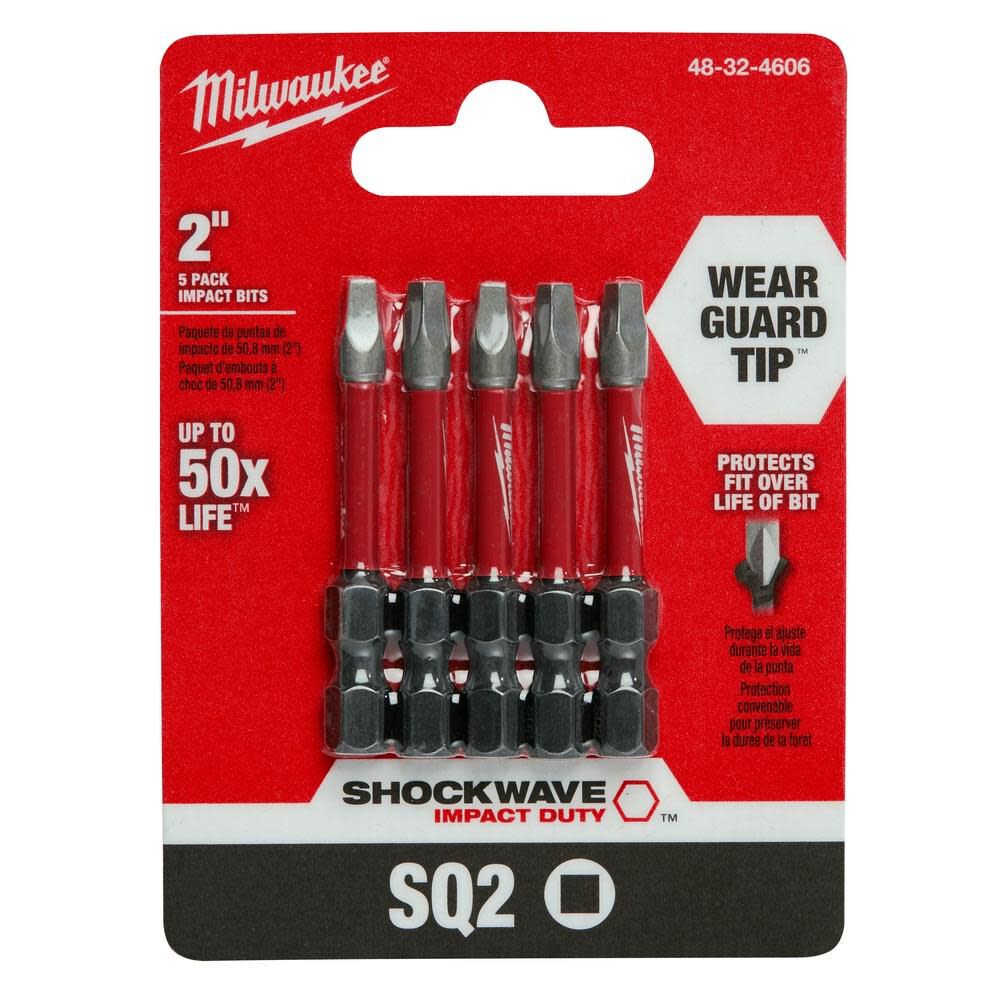 MW SHOCKWAVE 2 in. Impact Square Recess #2 Power Bits 48-32-4606 from MW