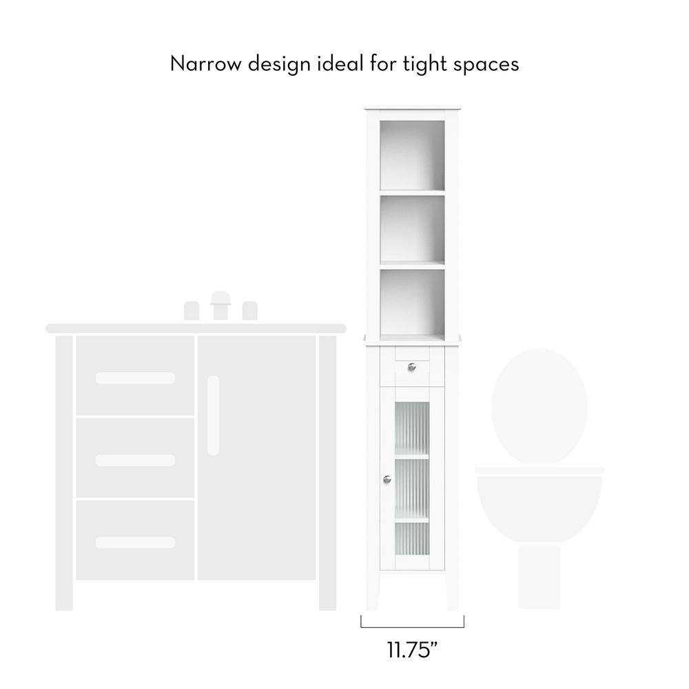 RiverRidge Home Prescott 11.75 in. W x 60 in. H x 13 in. D Slim Tall Cabinet in White 06-163