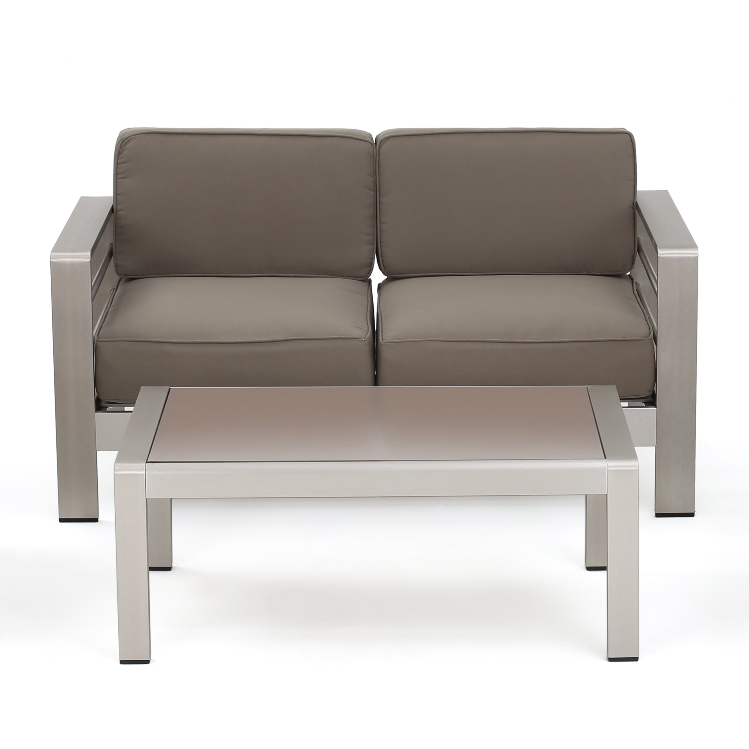 Crested Bay Outdoor Aluminum Loveseat and Coffee Table Set