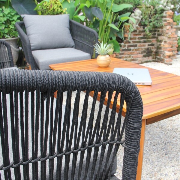 M4H Mieres 4Piece Solid Wood Outdoor Rope Conversation Set