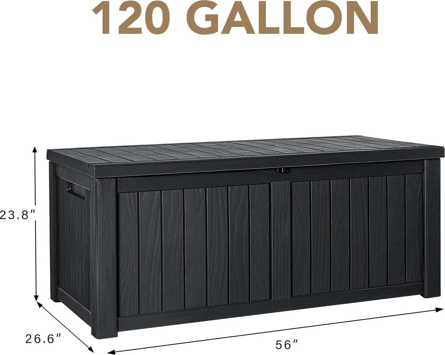 Devoko 120 Gallon Resin Deck Box Waterproof Indoor Outdoor Storage Box Lockable Large Storage Container for Patio Furniture Cushions, Pool Toys and Garden Tools