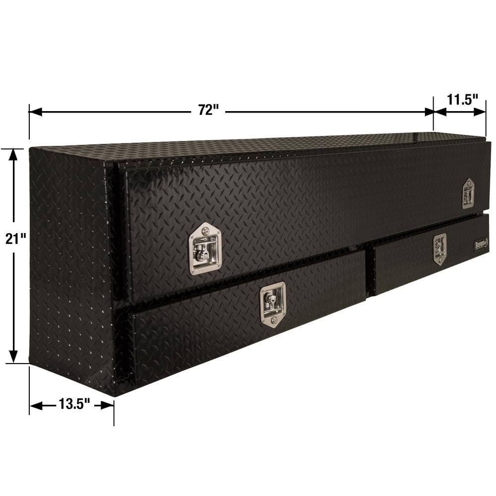 Buyers Products Company 72 in. Black Diamond Tread Aluminum Top Mount Truck Tool Box with Drawer 1725641