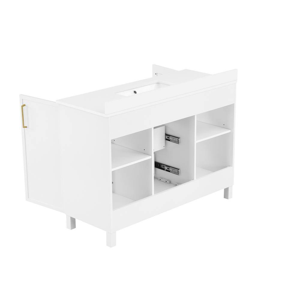 Home Decorators Collection Bilston 48 in. W x 19 in. D x 34.50 in. H Bath Vanity in White with White Engineered Stone Top Bilston 48W