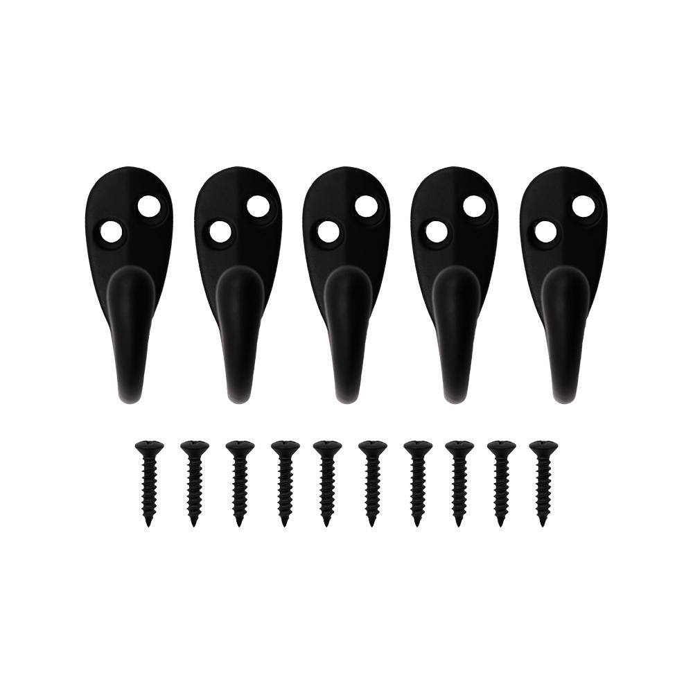 Everbilt Matte Black Light Duty Single Robe Hook (5-Pack) 20786