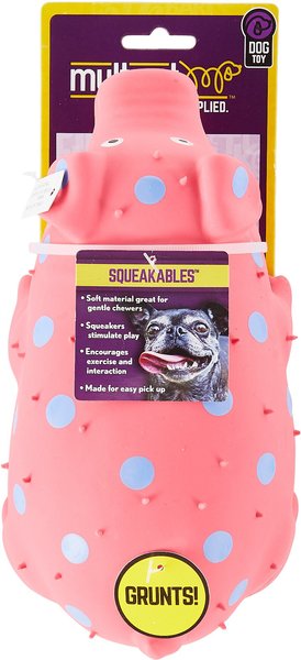 Multipet Latex Polka Dot Globlet Pig Squeaky Dog Toy， Color Varies