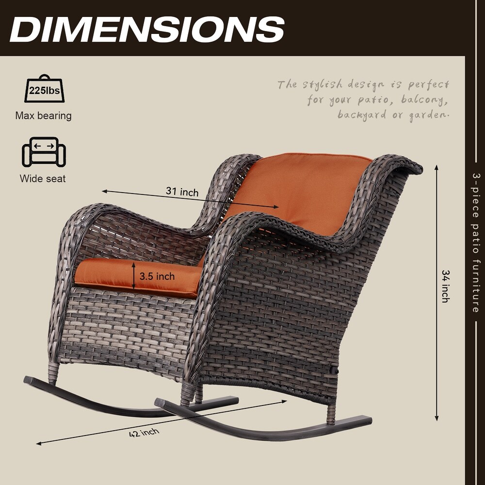 Cozywor Outdoor Wicker Rattan Swivel Rocking Chair