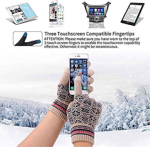 Winter Hat Scarf And Touch Screen Gloves (beige)