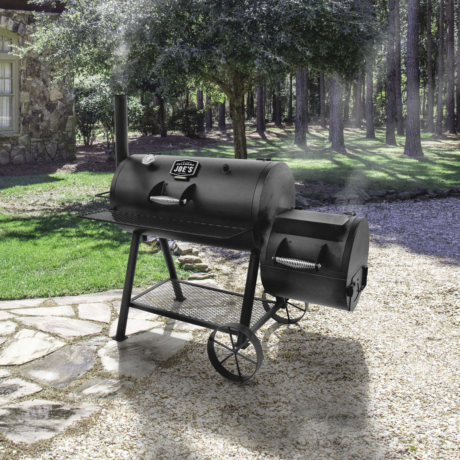 Oklahoma Joes Longhorn Charcoal/Wood Offset Smoker Black