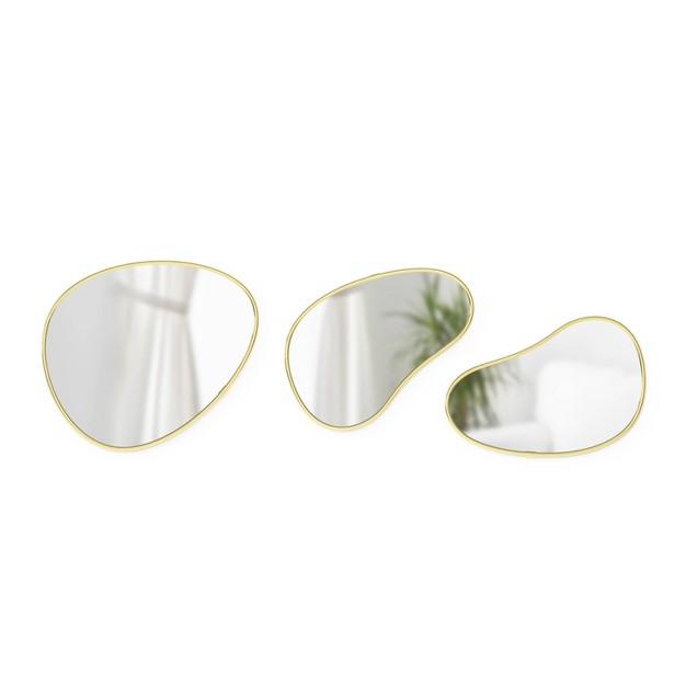 Set Of 3 Hubba Pebble Mirrors Brass Umbra