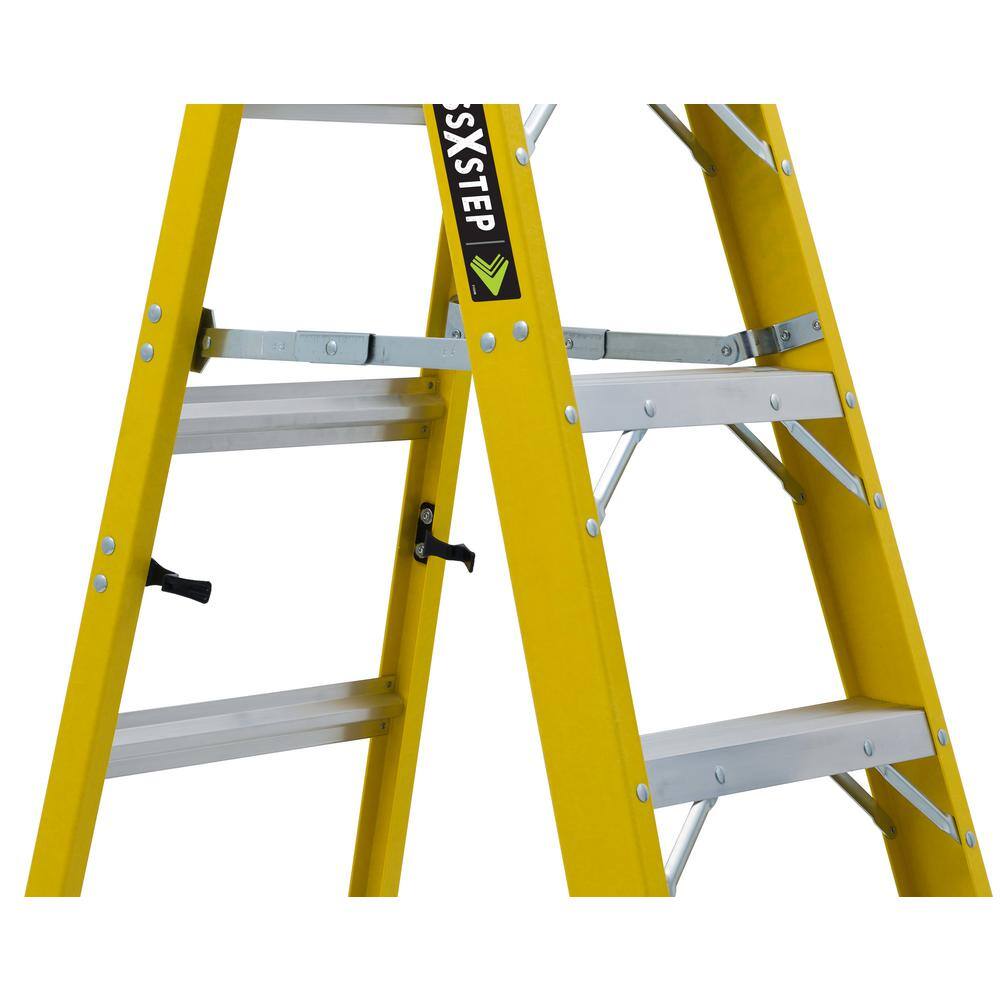 Louisville Ladder 6 ft. Fiberglass Cross Step Ladder with 375 lbs. Load Capacity Type IAA Duty Rating FXS1406HD