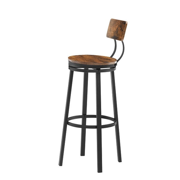 2Pcs Industrial Style Oval Bar Stools with Metal Legs