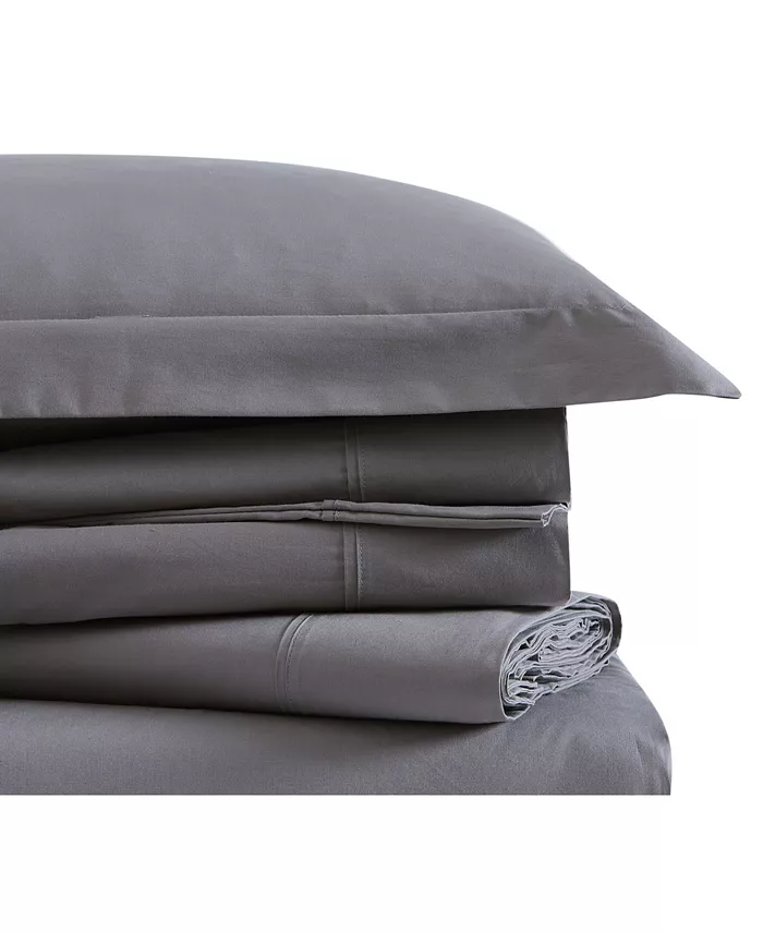 Brooklyn Loom Solid Cotton Percale Twin Sheet Set