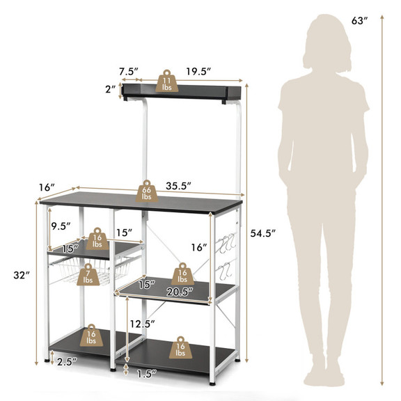 Costway 71890352 4 tier Kitchen Baker's Rack with ...