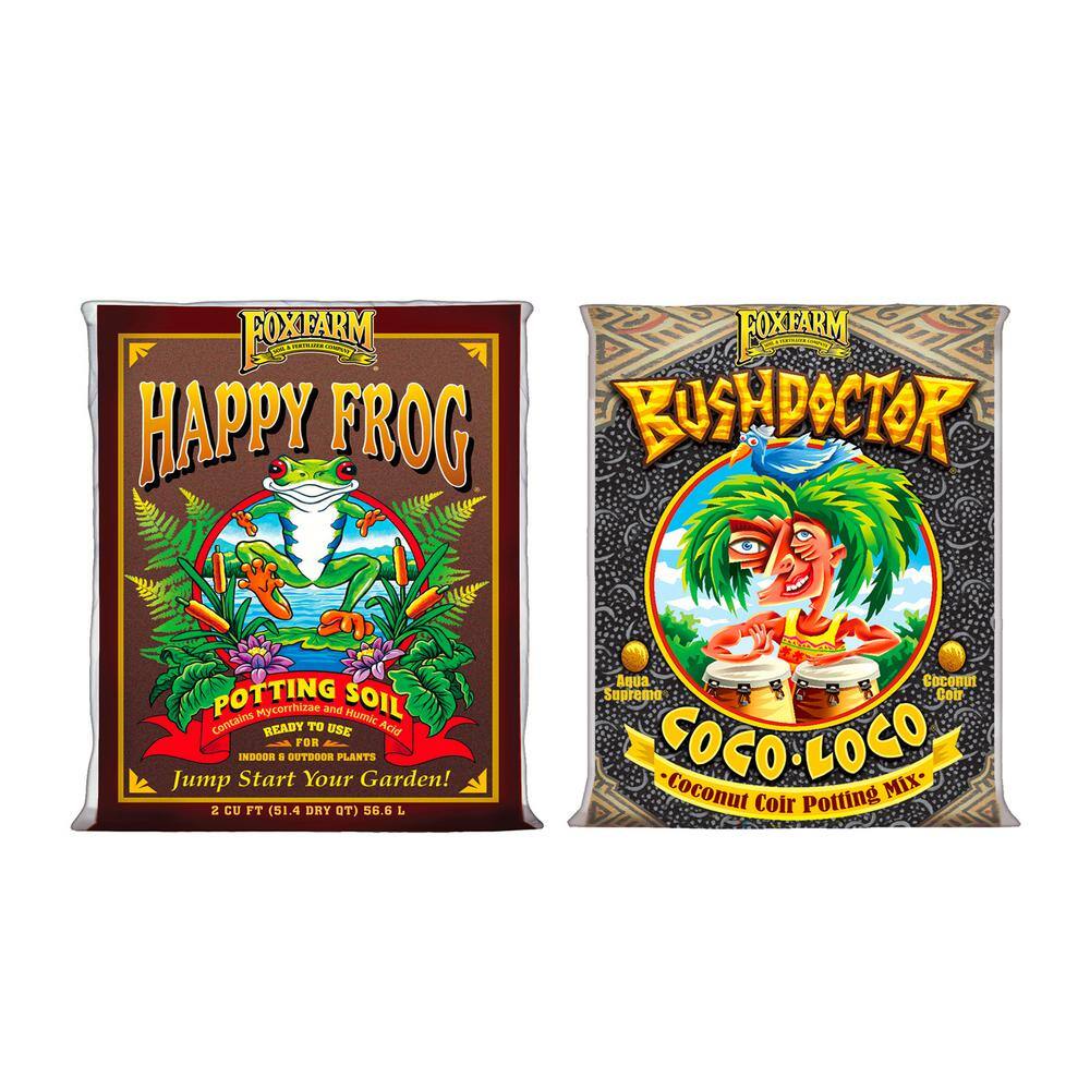 FOXFARM Happy Frog Potting Soil Bag and Bush Doctor Coco Loco Soil Bag Bundle FX14047 + FX14100