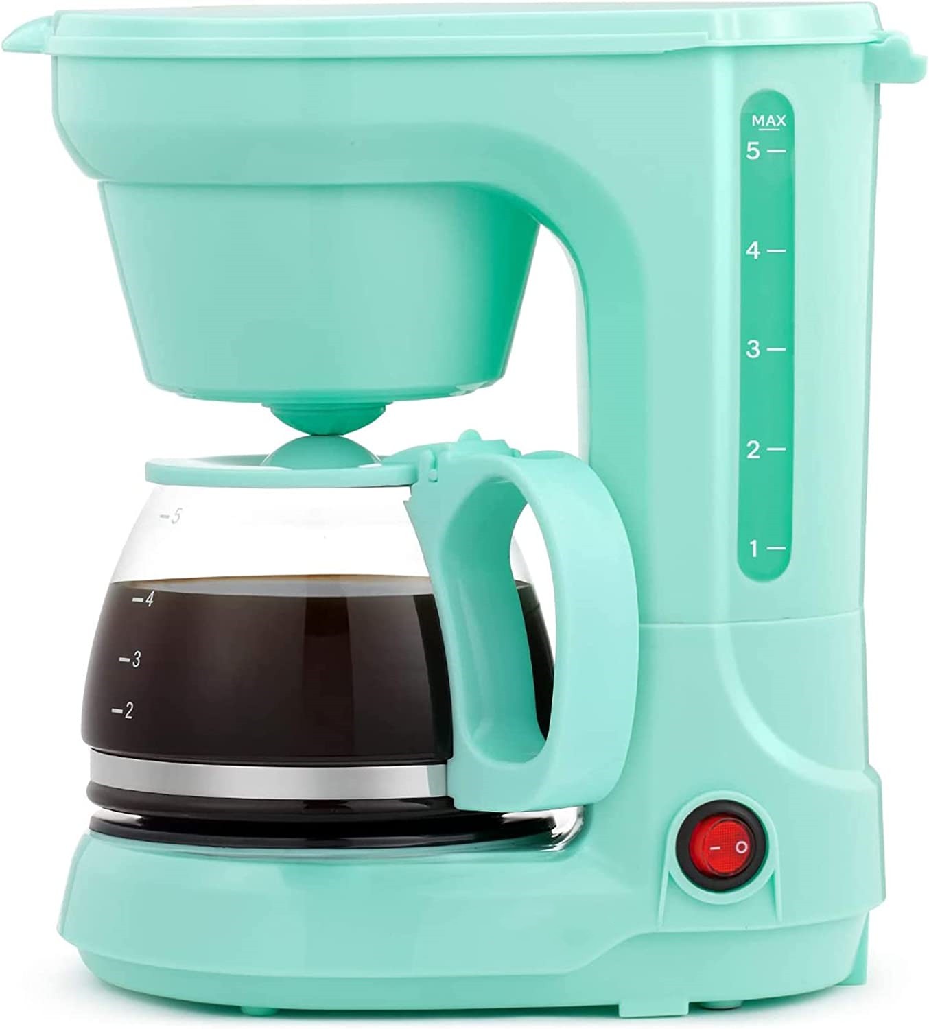 5-Cup Compact Coffee Maker, Teal - Convenient and User Friendly with Auto Pause and Serve Functions