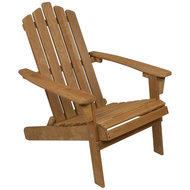 Natural Stained Classic Folding Wood Adirondack Chair