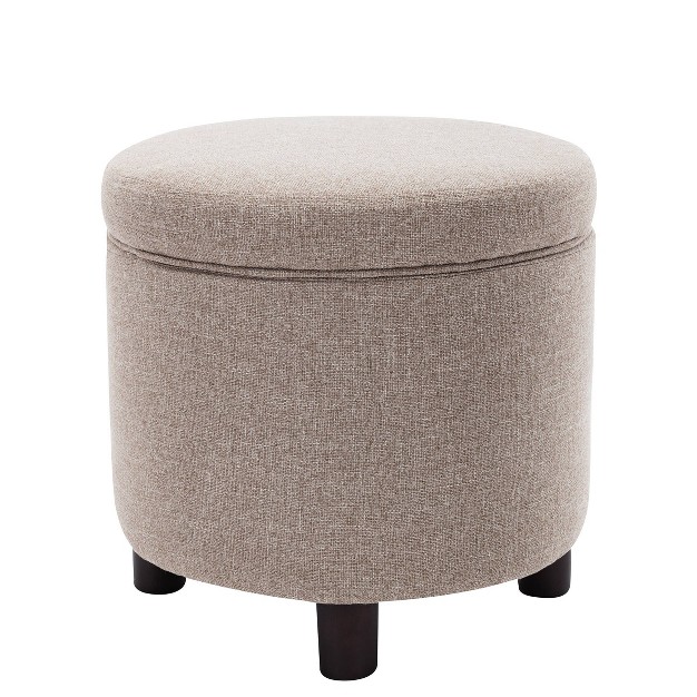 Round Storage Ottoman With Lift Off Lid Wovenbyrd