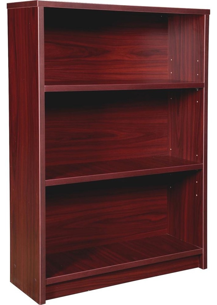 Lorell Prominence Mahogany Laminate Bookcase  34 quotx12 quotx48 quot  Top   Transitional   Bookcases   by BisonOffice  Houzz