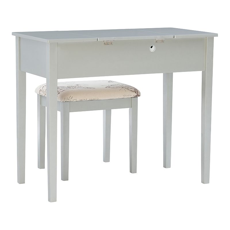 Linon Silver Butterfly Vanity and Stool