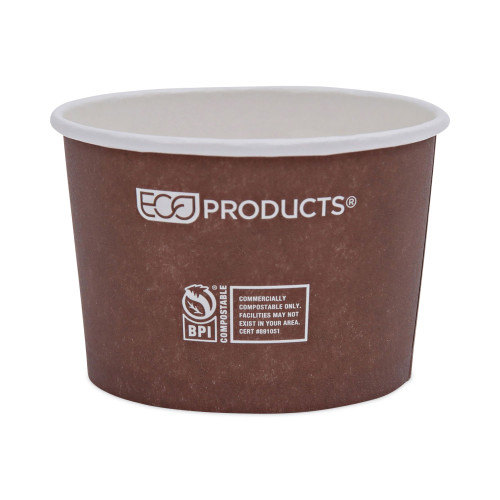 Eco-Products World Art Renewable and Compostable Food Container， 8 oz， 3.04 Diameter x 2.3 h， Brown， Paper， 50/Pack， 20 Packs/Carton (EPBSC8WA)