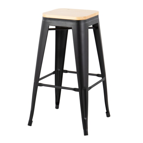 Oregon Contemporary Barstool in Black Steel and Na...