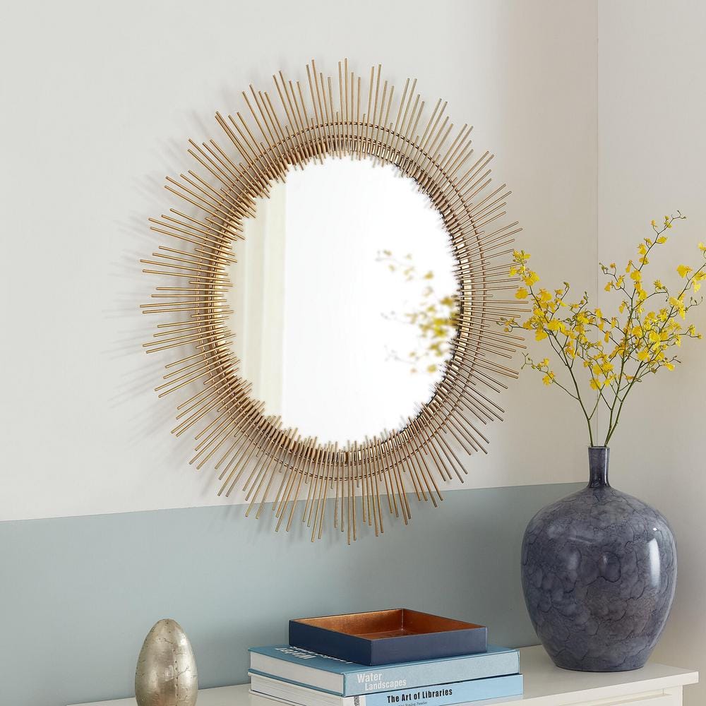 Home Decorators Collection Medium Sunburst Gold Modern Accent Mirror (31 in. Diameter) DC18-12935 R