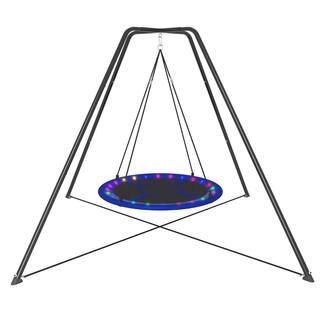 Tatayosi Blue Specialty Swing Stand with Oxford Tent and Nest Swing and LED Strips J-H-W55058044