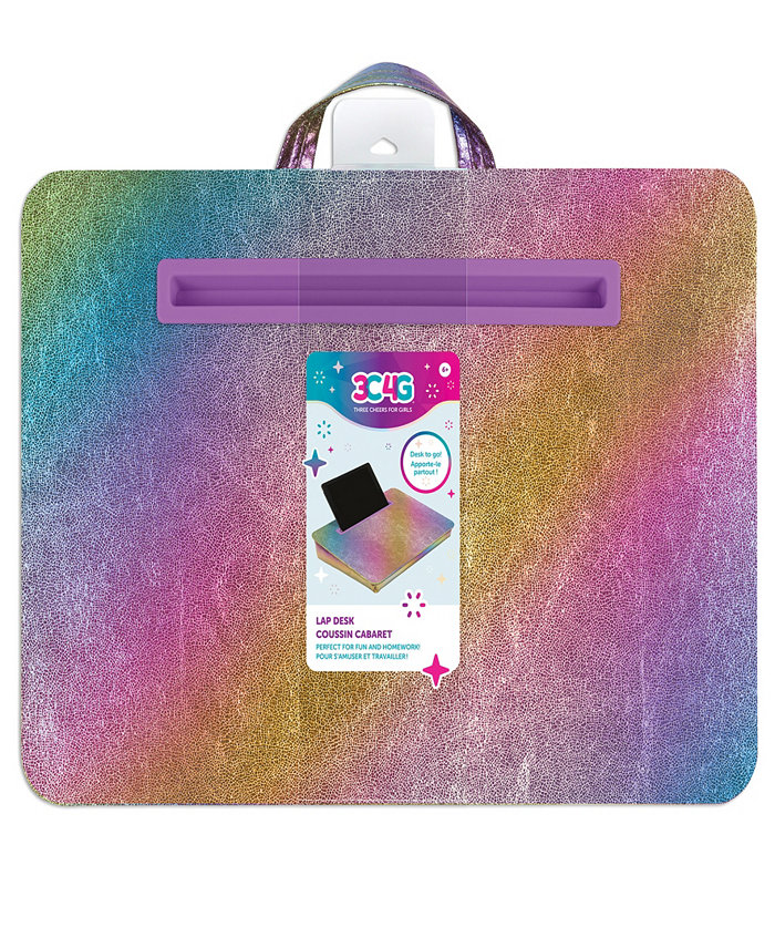 Three Cheers For Girls 3C4G Cosmic Rainbow Lap Desk Make It Real  Tweens Girls  Portable Lap Pillow Desk W  Handle  Versatile Media Slot - 12 x 17  Cozy Plush Cushion  Perfect For Fun Homework