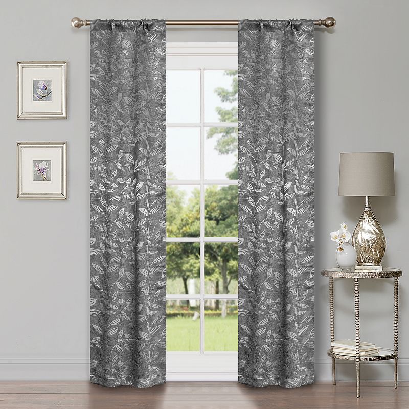 Superior Bohemian Leaves Insulated Thermal Blackout Rod Pocket Curtain Set